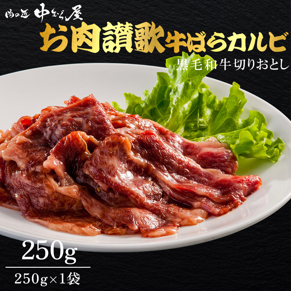 【肉の匠 中むら屋】黒毛和牛 牛カルビ [お肉讃歌牛ばらカルビ 250g×1pc] セット 国産 カルビ ばら肉 やわらか とろける 牛肉 焼肉 バーベキュー 贈答 大盛 BBQ
